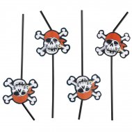 8 pailles Pirate t�te de mort