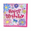 16 serviettes Fleurs et Papillons