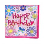 16 serviettes Fleurs et Papillons