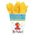 8 Gobelets First birthday Bleu