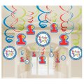 30 décorations à suspendre First Birthday Bleu