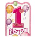 8 invitations anniversaire 1 an fille