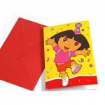 6 cartes d'invitation Dora
