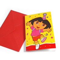 6 cartes d'invitation Dora