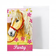 6 cartes d'invitation Cheval