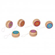 4 yoyos en bois cercles color�s