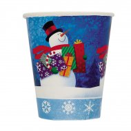 8 Gobelets bonhomme de neige avec cadeaux