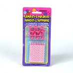 Bougies roses avec supports