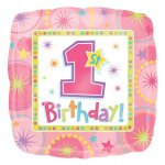 Ballon h�lium 1er Anniversaire Fille