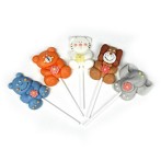 5 sucettes animaux sauvages en sucre