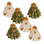 6 Sapins blancs et verts en sucre 3D