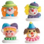4 t�tes de clowns en sucre g�lifi�