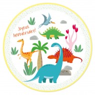 Disque en sucre Dino Colors (19 cm)