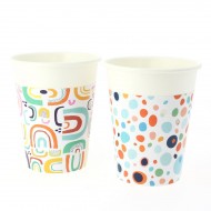 6 Gobelets Rainbow Dots - Compostable