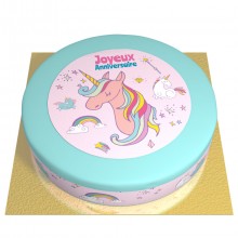 G�teau Licorne Rainbow bleu - � 26 cm