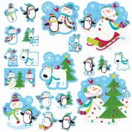 20 D�corations murales Joyeux Bonhomme de Neige Glitter