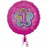 Ballon H�lium Pink Flowers 1 an