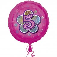 Ballon H�lium Pink Flowers 5 ans