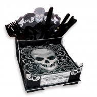Pr�sentoir � serviettes et couverts T�te de mort baroque