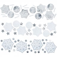 Confettis Flocons Argent et Blanc
