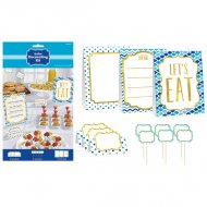 Kit D�co de Buffet Nuages, Chevrons et Pois Bleus Snacky