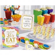 Kit D�co de Buffet Nuages, Chevrons et Pois Multicolores Snacky