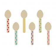 12 Minis Cuill�res Pois Multicolores (10,5 cm) - Bois