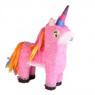 Pinata Licorne Rose crini�re Rainbow (54 cm)