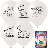 Kit 5 Ballons � Colorier Dinos + 3 Feutres