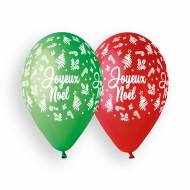 10 Ballons Joyeux No�l Rouge et Vert