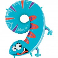 Ballon Animalon G�ant Chiffre 9 - Gecko