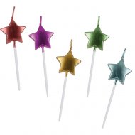 5 Mini Bougies Etoiles Couleurs M�tal