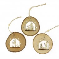 3 D�cos de No�l Rondins (7 cm) - Bois
