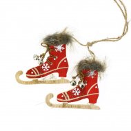 Suspension Paire de Patins � Glace (8 cm) - Bois
