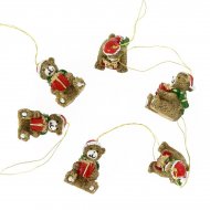 6 Mini Suspensions Ourson de No�l (3 cm) - R�sine