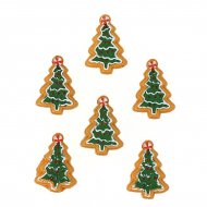 6 Mini Biscuits Sapins Autocollants (3,5 cm) - R�sine
