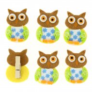 6 Pinces Chouettes (5 cm) - Feutrine