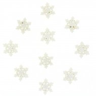 10 Minis Flocons Glitter Blanc Autocollants (3 cm) - R�sine