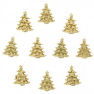 10 Minis Sapins Or Autocollants (3,5 cm) - R�sine