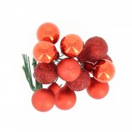 12 mini Boules - Rouges Mat/M�tal/Paillettes