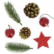 Kit D�co Cr�ative Pommes, Pins, Etoile - Rouge