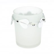 Photophore Verre sabl� Coeurs Argent