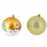6 Boules de No�l D�cors et Glitter (8 cm) - Or