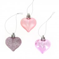9 Petits Coeurs Rose Lam� � suspendre (4 cm)