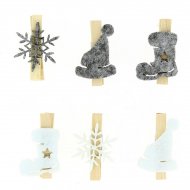 6 Pinces No�l Douceur (4,5 cm) - Bois et Feutrine