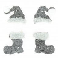 10 D�cos Bottes et Bonnets Gris (4 cm) - Feutrine