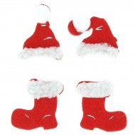 10 D�cos Bottes et Bonnets Rouge (4 cm) - Feutrine