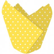 12 Caissettes � Cupcakes Pois Blanc/Jaune