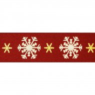 Ruban Flocons de Neige Rouge (satin)
