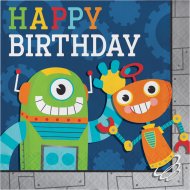16 Serviettes Happy Birthday Robot Party